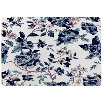 Benjamin Tate Design Blue Flower Illustrations Special Soft Home Rug from B&Q