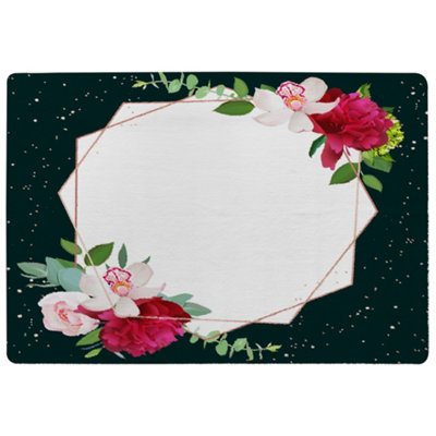 Benjamin Tate Design Bright Flowers Dark Special Soft Home Rug from B&Q