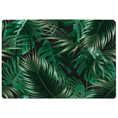 Benjamin Tate Design Tropical Leaves On Black Special Soft Home Rug from B&Q