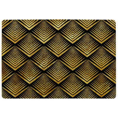 Benjamin Tate Design Golden Geometric Flower Pattern Special Soft Home Rug from B&Q