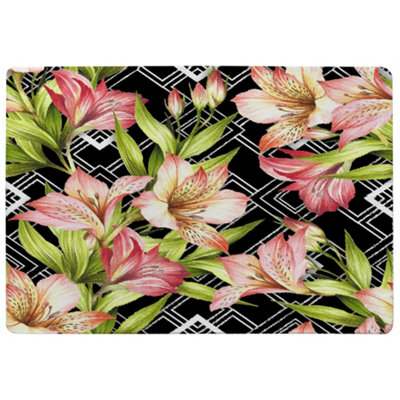 Benjamin Tate Design Bright Plants On Geometric Special Soft Home Rug from B&Q
