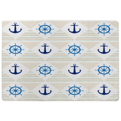 Benjamin Tate Design Nautical Elements On Striped Special Soft Home Rug from B&Q