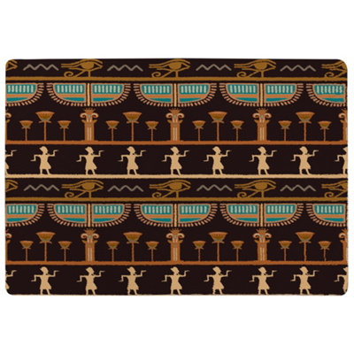 Benjamin Tate Design Orange & Black Hieroglyphs Special Soft Home Rug from B&Q