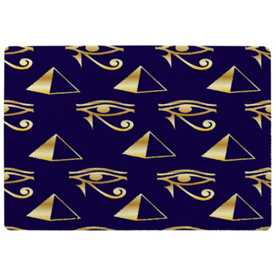 Benjamin Tate Design Gold Pyramid & Eye Of Horus Special Soft Home Rug from B&Q