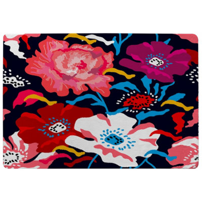 Benjamin Tate Design Bright Flowers On Dark Special Soft Home Rug from B&Q
