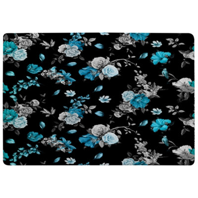 Benjamin Tate Design Blue Roses Special Soft Home Rug from B&Q