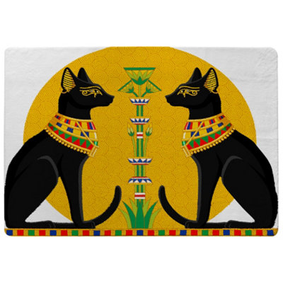 Benjamin Tate Design Illustration Of Black Egyptian Cats With Papyrus Special Soft Home Rug from B&Q