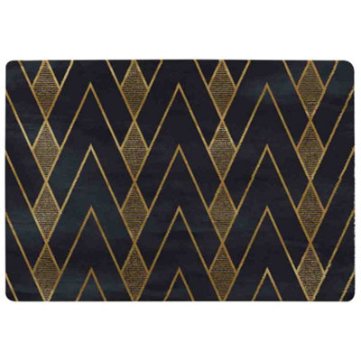 Benjamin Tate Design Gold Geometreic Lines Special Soft Home Rug from B&Q
