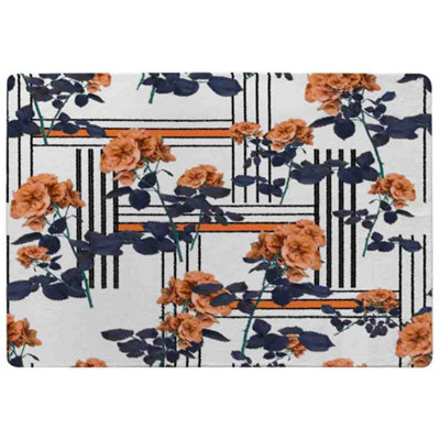 Benjamin Tate Design Geometric Lines & Flowers Special Soft Home Rug from B&Q