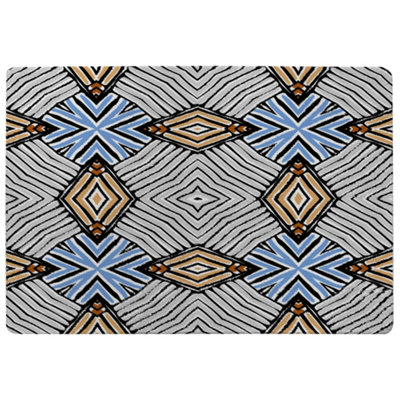 Benjamin Tate Design Abstract Geometric Roughly Hatched Shapes Special Soft Home Rug from B&Q