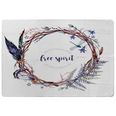 Benjamin Tate Design Watercolor Boho Wreath Special Soft Home Rug from B&Q