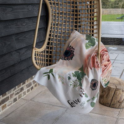 Andrew Lee Garden FlowerPink Peach RoseWhite Anemone (Blanket) / Default Title from B&Q