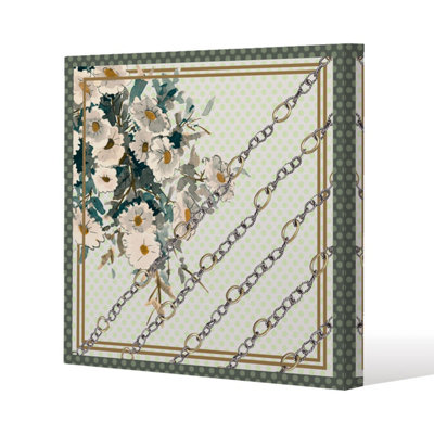B&Q -  Flowers & Chain Links (Canvas Print) / 101 X 101 X 4Cm