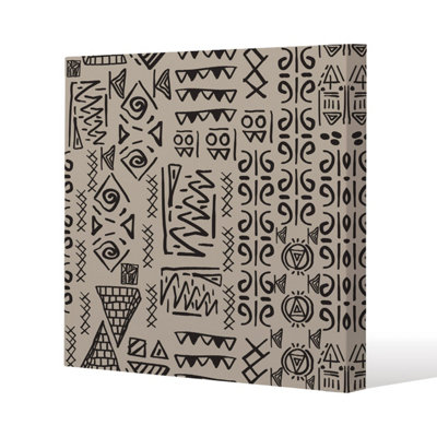 Andrew Lee Striped Egyptian Theme With Ethnic And Tribal Motifs (Canvas Print) / 101 X 101 X 4Cm from B&Q