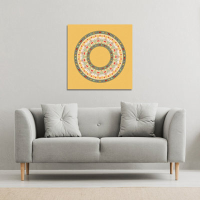Andrew Lee Orange Circle Ornament. Round Frame (Canvas Print) / 101 X 101 X 4Cm from B&Q