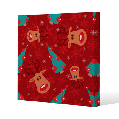 Andrew Lee Reindeer And Tree Pattern (Canvas) / 101 X 101 X 4Cm from B&Q