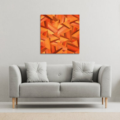 Andrew Lee Autumn Coloured Geometric Triangle Patterns (Canvas Print) / 101 X 101 X 4Cm from B&Q