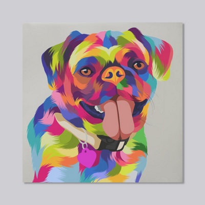Andrew Lee Amazing Illustration Pop Art Dog (Mirror Art Print) / 74X74Cm from B&Q