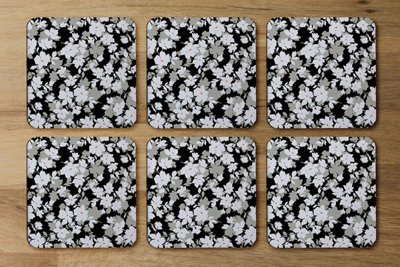Andrew Lee GreyWhite & Black Flowers (Coaster) / Default Title from B&Q