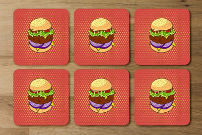 Andrew Lee The Pop Art Illustration Of Burger (Coaster) / Default Title from B&Q