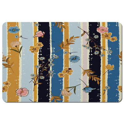 Andrew Lee Beautiful Meadow Flowers On Candy Colorful Brush Stripe (Placemat) / Default Title