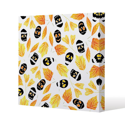 Andrew Lee Autumn Leaves & Halloween Skulls (Canvas Print) / 101 X 101 X 4Cm from B&Q