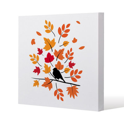 Andrew Lee Autumn Bird On Branch (Canvas Print) / 101 X 101 X 4Cm from B&Q