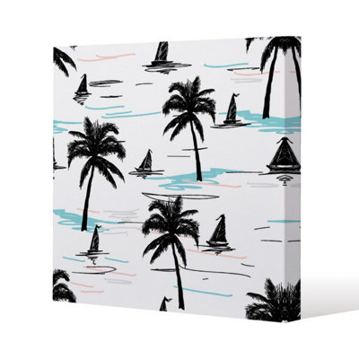 Andrew Lee Palm Trees & Sailboats (Canvas Print) / 101 X 101 X 4Cm