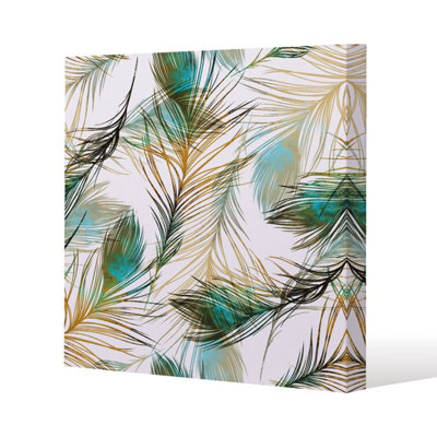 Andrew Lee Imprints Peacock Feathers (Canvas Print) / 101 X 101 X 4Cm from B&Q