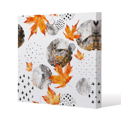 Andrew Lee Maple Leaves & Marbled Circles (Canvas Print) / 101 X 101 X 4Cm from B&Q