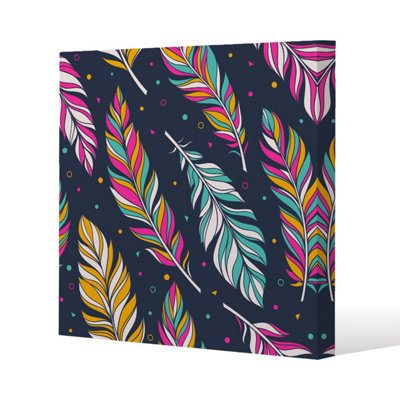 Andrew Lee Retro Color Feathers (Canvas Print) / 101 X 101 X 4Cm from B&Q