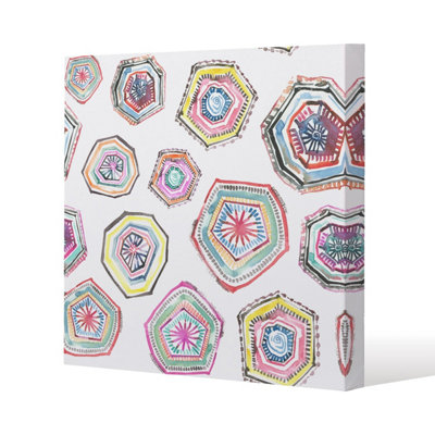 Andrew Lee Hand Painted Multicolor Watercolor  Geometrical Pattern (Canvas Print) / 101 X 101 X 4Cm from B&Q