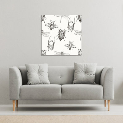 Andrew Lee Sketch Of Scarab BeetleMay BugBee And Dragonfly (Canvas Print) / 101 X 101 X 4Cm from B&Q