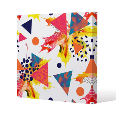 Andrew Lee Maple Leaves & Geometric Patterns (Canvas Print) / 101 X 101 X 4Cm from B&Q