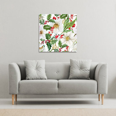 Andrew Lee Watercolour Christmas Pattern (Canvas Print) / 101 X 101 X 4Cm from B&Q