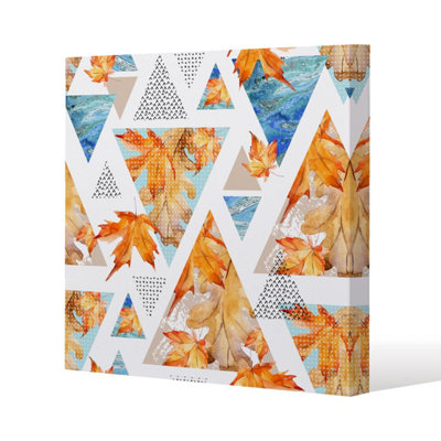 Andrew Lee Autumn Geometrics With Maple Leaves (Canvas Print) / 101 X 101 X 4Cm from B&Q