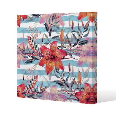 Andrew Lee Bouquet Of Watercolor Tiger Lilies (Canvas Print) / 101 X 101 X 4Cm from B&Q