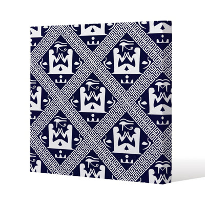 Andrew Lee Egyptian Hieroglyphs In Navy (Canvas Print) / 101 X 101 X 4Cm from B&Q