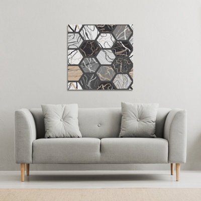 Andrew Lee Hexagon Marble (Canvas Print) / 101 X 101 X 4Cm from B&Q