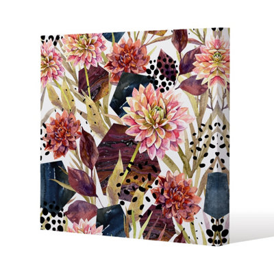 Andrew Lee Autumn Watercolor Floral Arrangement (Canvas Print) / 101 X 101 X 4Cm from B&Q