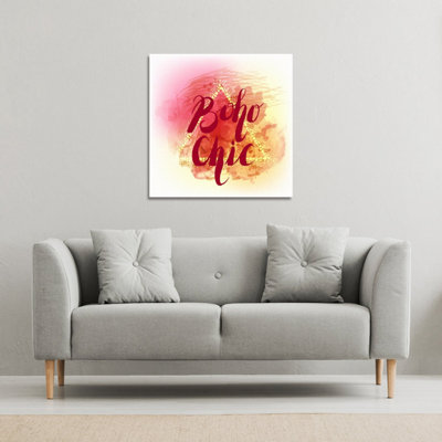 Andrew Lee Boho Chic Lettering On Beautiful Watercolor Background (Canvas Print) / 101 X 101 X 4Cm from B&Q