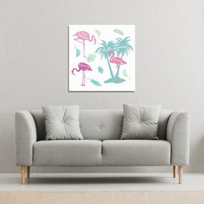 Andrew Lee Palm & Flamingo (Canvas Print) / 101 X 101 X 4Cm from B&Q