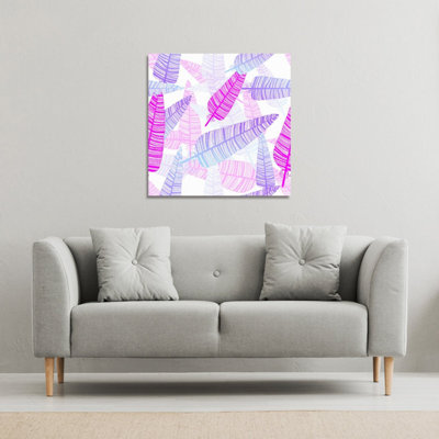 Andrew Lee Purple Feathers (Canvas Print) / 101 X 101 X 4Cm from B&Q