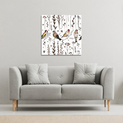Andrew Lee Goldfinches And Autumn Dry Plants (Canvas Print) / 101 X 101 X 4Cm from B&Q