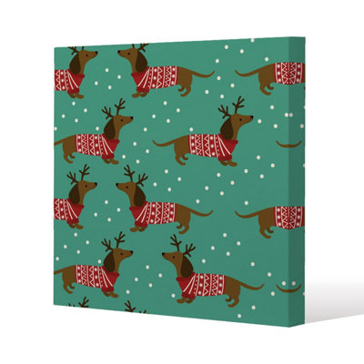 Andrew Lee Dutchshunds In Christmas (Canvas) / 101 X 101 X 4Cm from B&Q