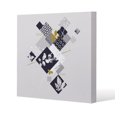 Andrew Lee Geometric Squares & Leaves (Canvas Print) / 101 X 101 X 4Cm from B&Q