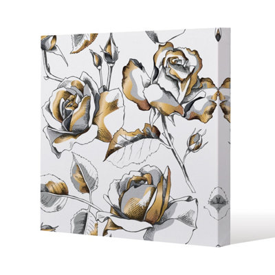 Andrew Lee Golden Roses (Canvas Print) / 101 X 101 X 4Cm from B&Q