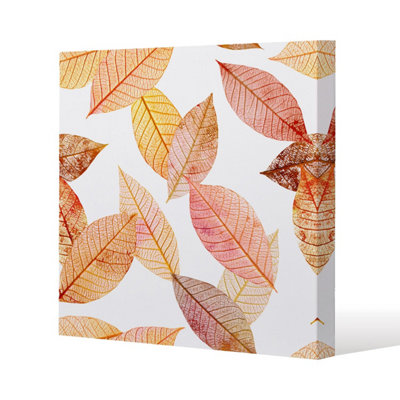 Andrew Lee Autumn Toned Skeleton Leaves (Canvas Print) / 101 X 101 X 4Cm from B&Q