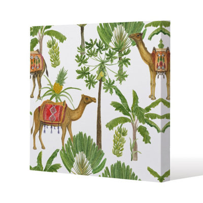 Andrew Lee Camels & Palm Trees (Canvas Print) / 101 X 101 X 4Cm