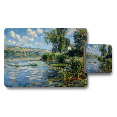 Benjamin Tate Design Impressionist Lake Landscape Placemat And Coaster Set With Water Reflections from B&Q